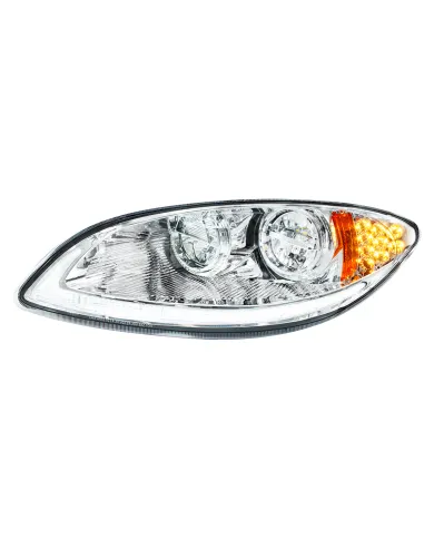 UP31030-Chrome LED Headlight With LED Light Bar & Turn Signal For 2006-2017 International Prostar-Driver