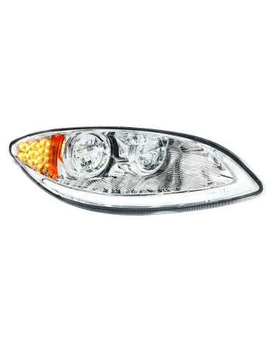 UP31031-Chrome LED Headlight With LED Light Bar & Turn Signal For 2006-2017 International Prostar-Passenger