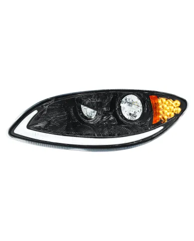 UP31032-Blackout LED Headlight With LED Light Bar & Turn Signal For 2006-2017 International Prostar-Driver