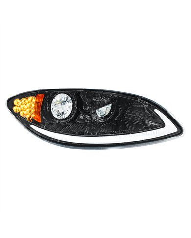 UP31033-Blackout LED Headlight With LED Light Bar & Turn Signal For 2006-2017 International Prostar-Passenger