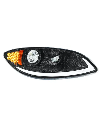 UP31033-Blackout LED Headlight With LED Light Bar & Turn Signal For 2006-2017 International Prostar-Passenger