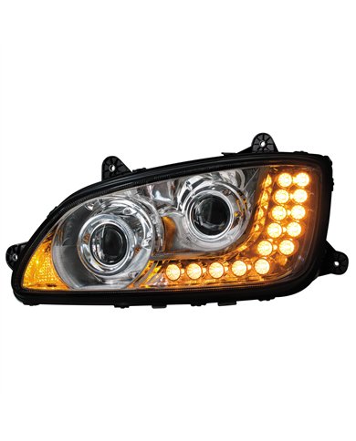 UP31158-Chrome Projection Headlight Assembly For 2008-2017 Kenworth T660- Driver