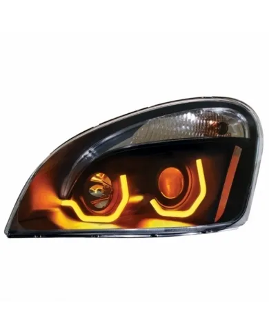 UP31228-Blackout Projection Headlight W/Dual Function Amber LED Position Lights For 2008-17 FL Cascadia - Driver