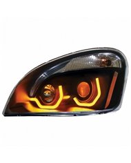 UP31228-Blackout Projection Headlight W/Dual Function Amber LED Position Lights For 2008-17 FL Cascadia - Driver