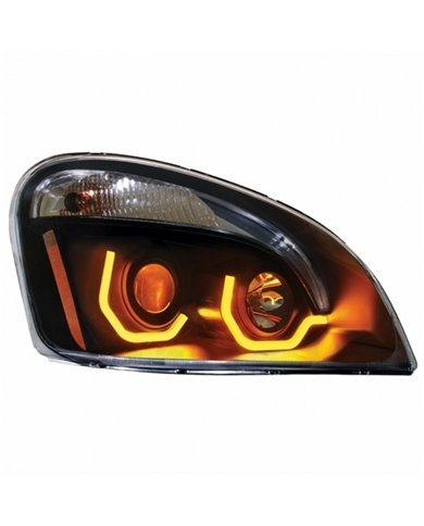 UP31229-Blackout Projection Headlight W/Dual Function Amber LED Position Lights For 2008-17 FL Cascadia - Passenger