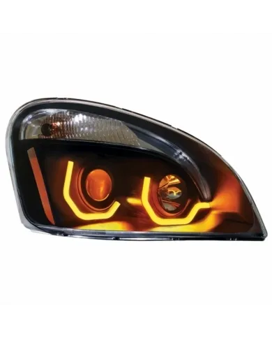 UP31229-Blackout Projection Headlight W/Dual Function Amber LED Position Lights For 2008-17 FL Cascadia - Passenger