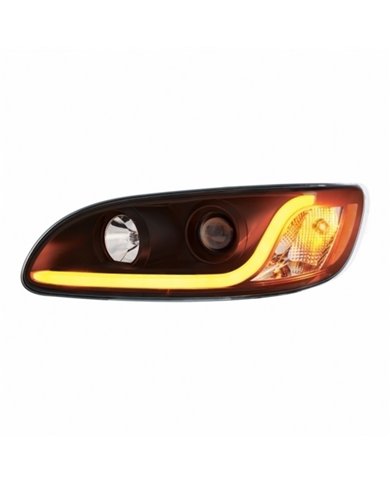 UP31239-Black Projection Headlight W/LED Dual Function Light Bar For PB 386 (2005-2015) & 387 (1999-2010) - Driver