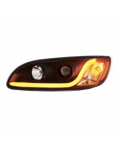 UP31239-Black Projection Headlight W/LED Dual Function Light Bar For PB 386 (2005-2015) & 387 (1999-2010) - Driver