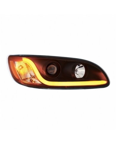 UP31240-Black Projection Headlight W/LED Dual Function Light Bar For PB 386 (2005-2015) & 387 (1999-2010) - Passenger