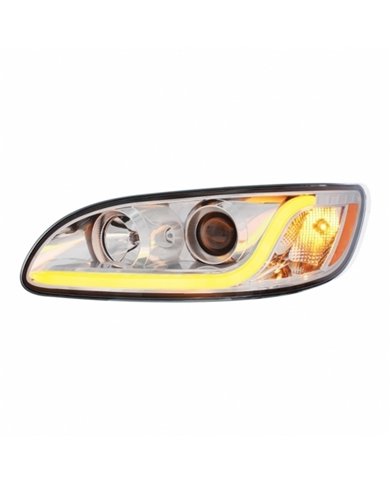 UP31252-Chrome Projection Headlight W/LED Dual Function Light Bar For PB 386 (2005-2015) & 387 (1999-2010) - Driver