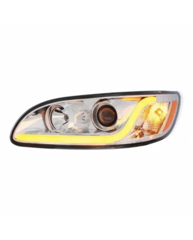 UP31252-Chrome Projection Headlight W/LED Dual Function Light Bar For PB 386 (2005-2015) & 387 (1999-2010) - Driver