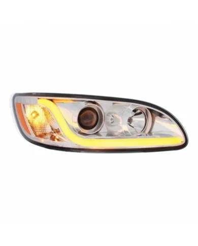 UP31253-Chrome Projection Headlight W/LED Dual Function Light Bar For PB 386 (2005-2015) & 387 (1999-2010) - Passenger