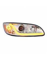 UP31253-Chrome Projection Headlight W/LED Dual Function Light Bar For PB 386 (2005-2015) & 387 (1999-2010) - Passenger