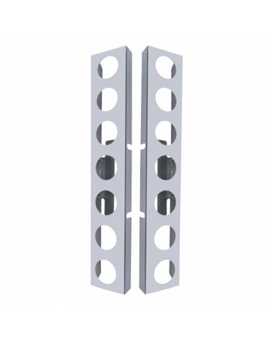 UP31465-Kenworth Stainless Front Air Cleaner Bracket Only - 14 Light Cutouts (Pair)