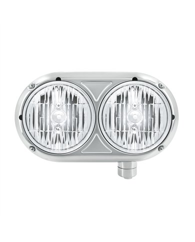 UP32186-Headlight Assembly With Crystal Halogen Bulbs & 304 SS Housing For Peterbilt 359 - Passenger
