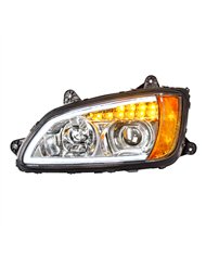 UP32779-Chrome Projection Headlight With LED Turn Signal & Position Light For 2008-2017 Kenworth T660 - Driver