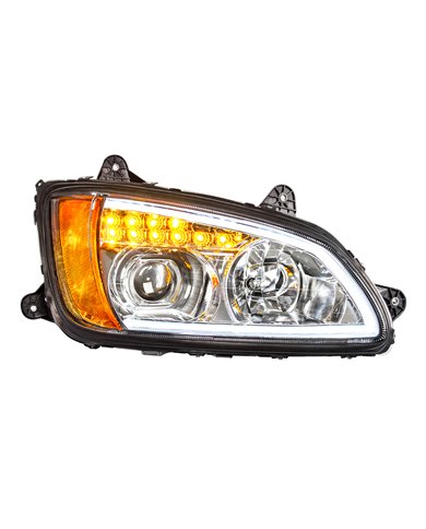 UP32780-Chrome Projection Headlight With LED Turn Signal & Position Light For 2008-2017 Kenworth T660 - Passenger