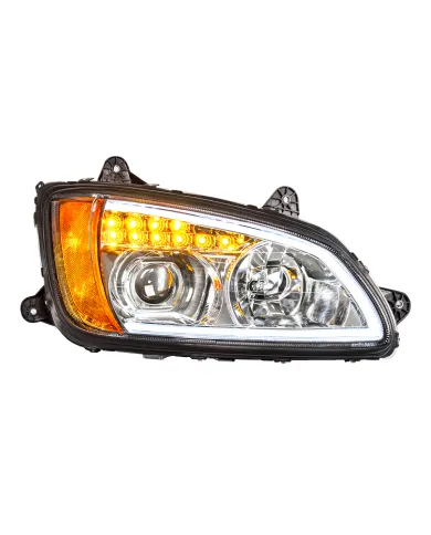 UP32780-Chrome Projection Headlight With LED Turn Signal & Position Light For 2008-2017 Kenworth T660 - Passenger