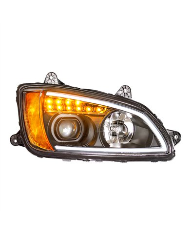 UP32782-Blackout Projection Headlight With LED Turn Signal & Position Light For 2008-2017 Kenworth T660 - Passenger