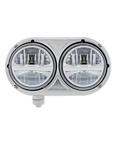 UP32783-Headlight Assembly With 304 SS Housing & LED Headlights With Chrome Inner Bar For Peterbilt 359 - Driver