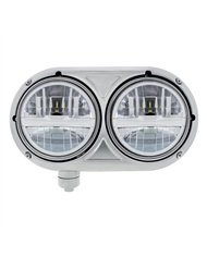 UP32783-Headlight Assembly With 304 SS Housing & LED Headlights With Chrome Inner Bar For Peterbilt 359 - Driver