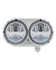 UP32784-Headlight Assembly With 304 SS Housing & LED Headlights With Chrome Inner Bar For Peterbilt 359 - Passenger