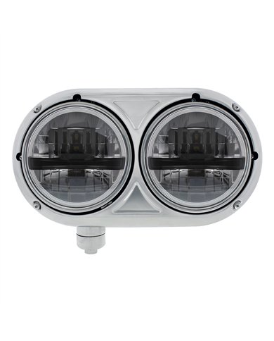 UP32785-Headlight Assembly With 304 SS Housing & LED Headlights With Black Inner Bar For Peterbilt 359 - Driver