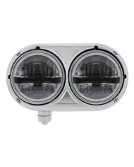 UP32785-Headlight Assembly With 304 SS Housing & LED Headlights With Black Inner Bar For Peterbilt 359 - Driver