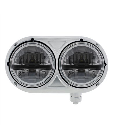UP32786-Headlight Assembly With 304 SS Housing & LED Headlights With Black Inner Bar For Peterbilt 359 - Passenger