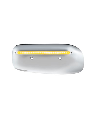 UP32854-24 LED GloLight Rear Headlight Housing Cover For 2008-2023 Peterbilt 389 (Driver)- Amber LED/Clear Lens