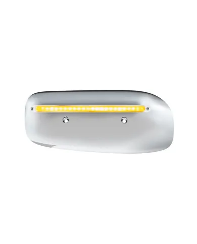 UP32854-24 LED GloLight Rear Headlight Housing Cover For 2008-2023 Peterbilt 389 (Driver)- Amber LED/Clear Lens