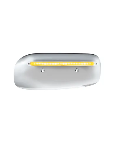 UP32855-24 LED GloLight Rear Headlight Housing Cover For 2008-2023 Peterbilt 389 (Passenger)- Amber LED/Clear Lens