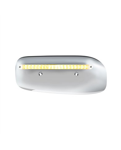 UP32858-19 LED Rear Headlight Housing Cover For 2008-2023 Peterbilt 389 (Driver)-Amber LED/Clear Lens