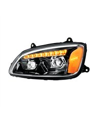 UP32870-LED Blackout Projection Headlight With Sequential Turn Signal For 2008-2017 Kenworth T660-Driver