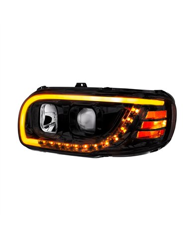 UP32918-Blackout Projection Headlight With LED Turn Signal & Light Bar For 2008-2024 Peterbilt 389-Driver