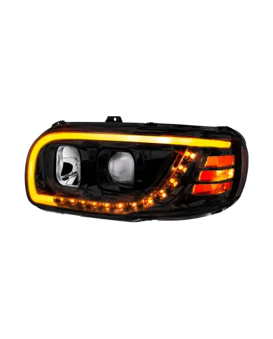 UP32918-Blackout Projection Headlight With LED Turn Signal & Light Bar For 2008-2024 Peterbilt 389-Driver