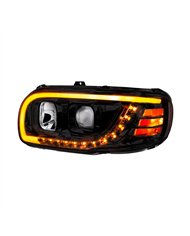 UP32918-Blackout Projection Headlight With LED Turn Signal & Light Bar For 2008-2024 Peterbilt 389-Driver
