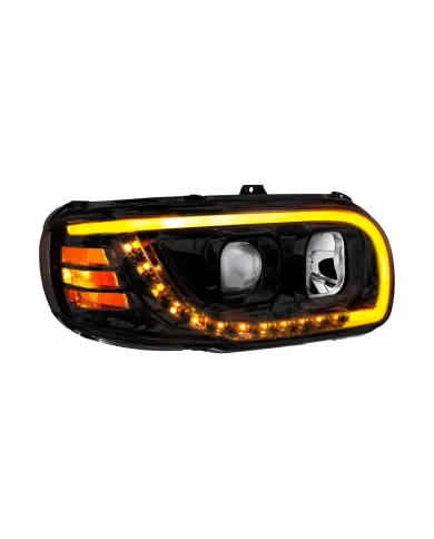 UP32919-Blackout Projection Headlight With LED Turn Signal & Light Bar For 2008-2024 Peterbilt 389-Passenger