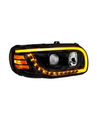 UP32919-Blackout Projection Headlight With LED Turn Signal & Light Bar For 2008-2024 Peterbilt 389-Passenger