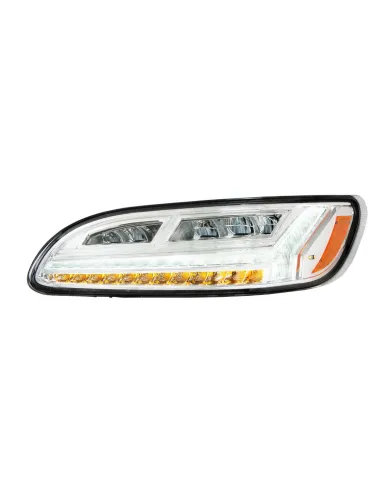 UP32928-Chrome 6 LED Headlight For Peterbilt 386 (2006-2016) & 387 (2000-2011)- Driver