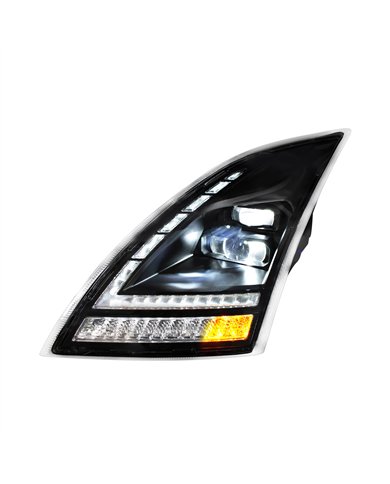 UP32938-Blackout Full LED Headlight  With Switchable Sequential Turn Signal. 2018-2024 Volvo VNL-Driver