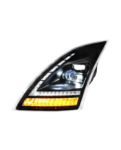 UP32942-Blackout Full LED Headlight With LED Turn Signal and DRL For 2018-2024 Volvo VNL-Driver