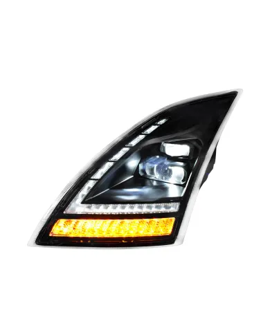 UP32942-Blackout Full LED Headlight With LED Turn Signal and DRL For 2018-2024 Volvo VNL-Driver