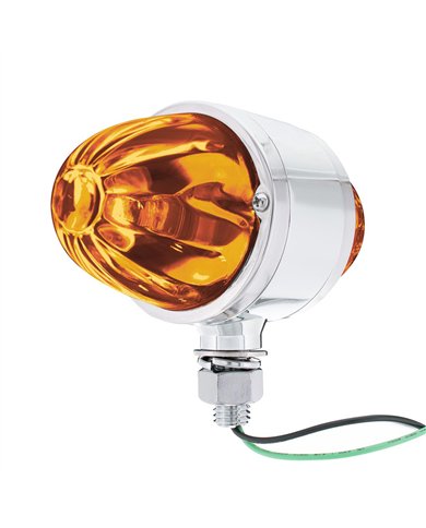 UP33018-Chrome Double Face Housing With 2 Watermelon Glass Lens - Dark Amber