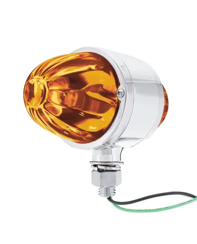 UP33018-Chrome Double Face Housing With 2 Watermelon Glass Lens - Dark Amber