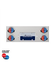 UP34104-33-3/4" SS Rear Center Panel With 4X 19 LED 4" Double Fury Lights & Visors-Red & Blue LED