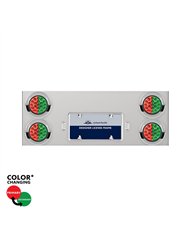 UP34105-33-3/4" SS Rear Center Panel With 4X 19 LED 4" Double Fury Lights & Visors-Red & Green LED