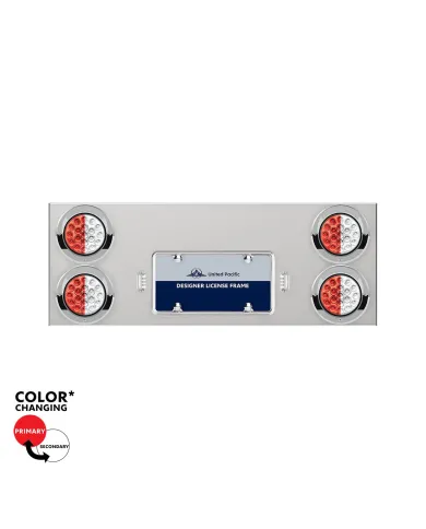 UP34107-33-3/4" SS Rear Center Panel With 4X 19 LED 4" Double Fury Lights & Visors-Red & White LED