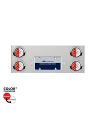 UP34107-33-3/4" SS Rear Center Panel With 4X 19 LED 4" Double Fury Lights & Visors-Red & White LED