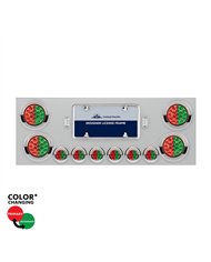 UP34109-SS Rear Center Panel With 4X 19 LED 4" & 6X 7 LED 2" Double Fury Lights & Visors-Red & Green LED